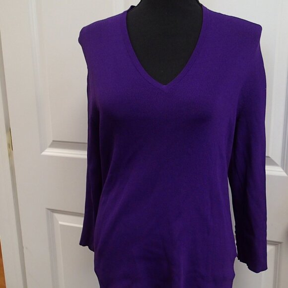 Dana Buchman Signature Purple Sweater Blouse Size Medium - Picture 1 of 8